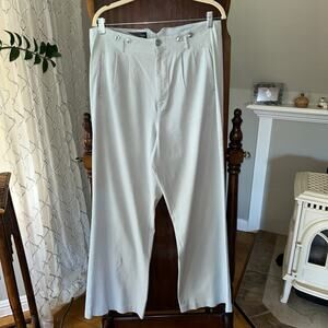 J. Peterman Twill Glamour Pant Wide Leg women’s size 14 blue gray color